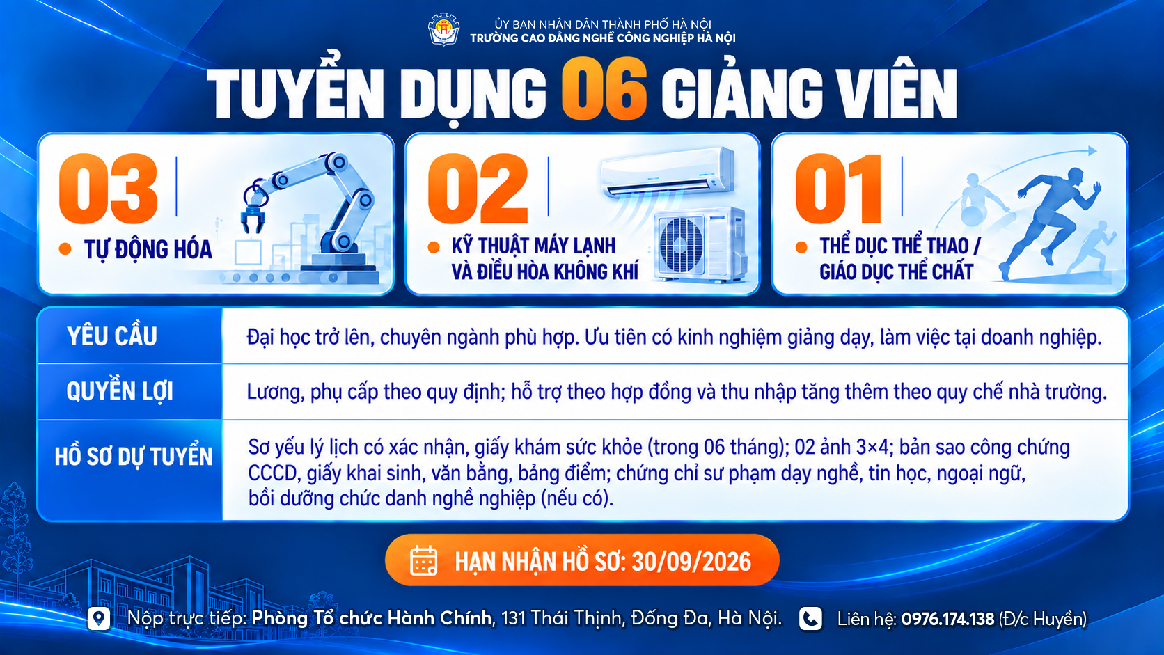 Thông báo về việc tuyển dụng giảng viên